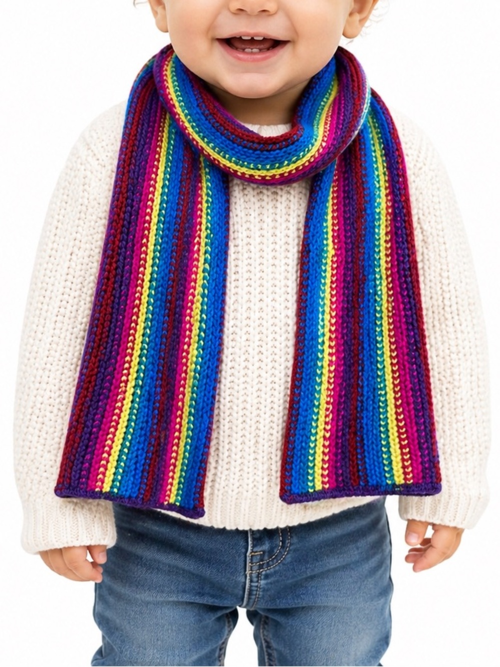 Nice Caps Industdy Kids Multi Color Bright Rainbow Baby Scarf Rainbow 12/18 M